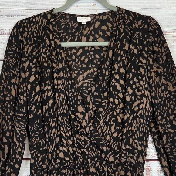 Parker Leopard Print Dress 100% Silk S Lightweight Flowy Whimsigoth Mobwife Glam - Picture 4 of 16